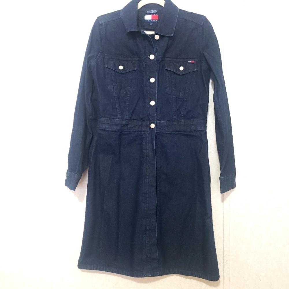 TOMMY JEANS LONG  Dark Blue Denim  jacket..size:...SIZE:M